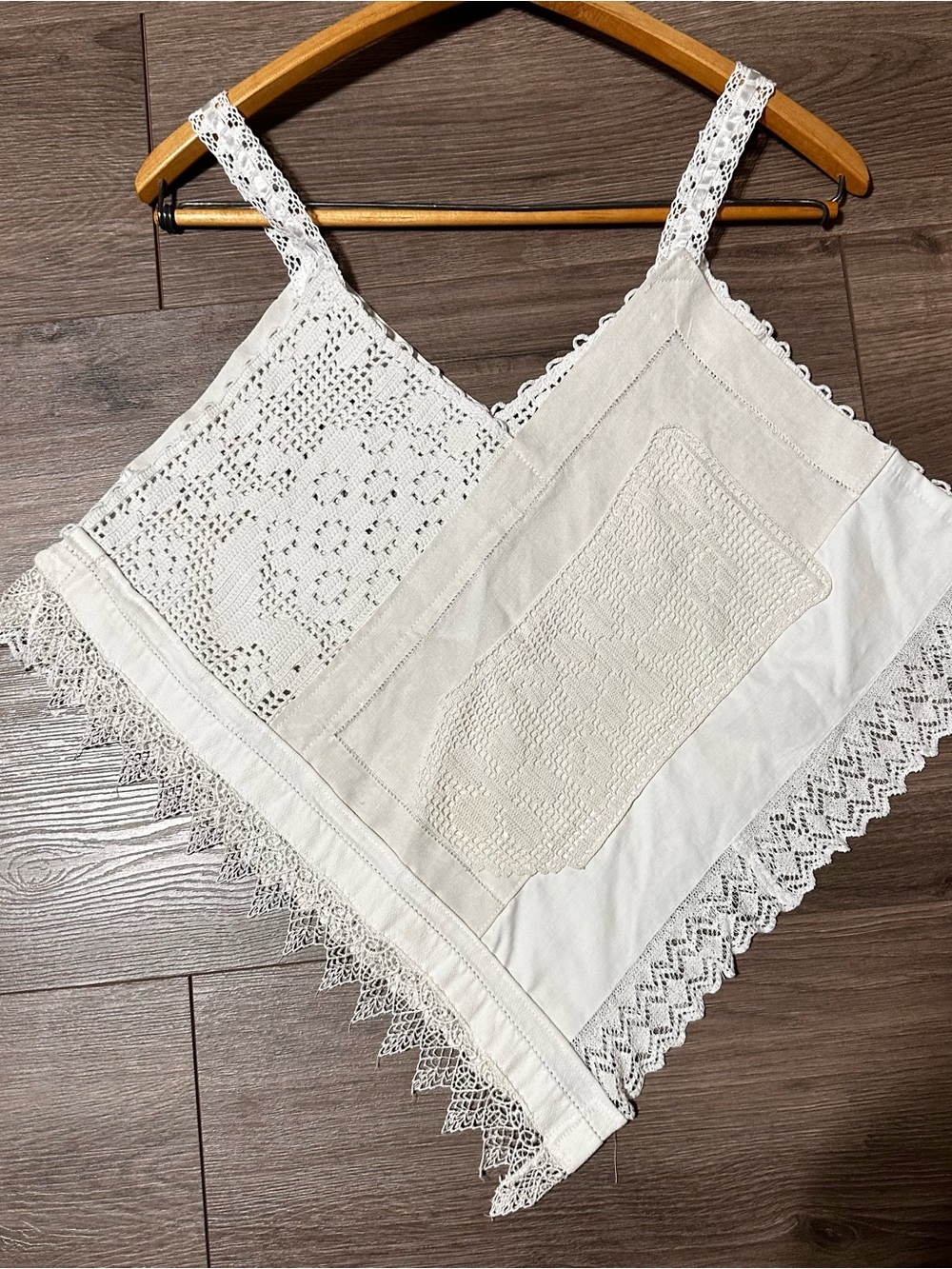 Camisole Top  Asymmetrical Crochet and Lace Handmade Vintage 1960’s